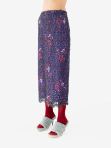 Purple guipure lace skirt