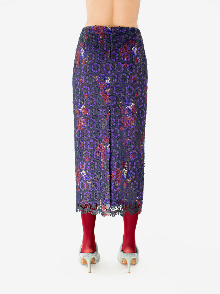 Purple guipure lace skirt