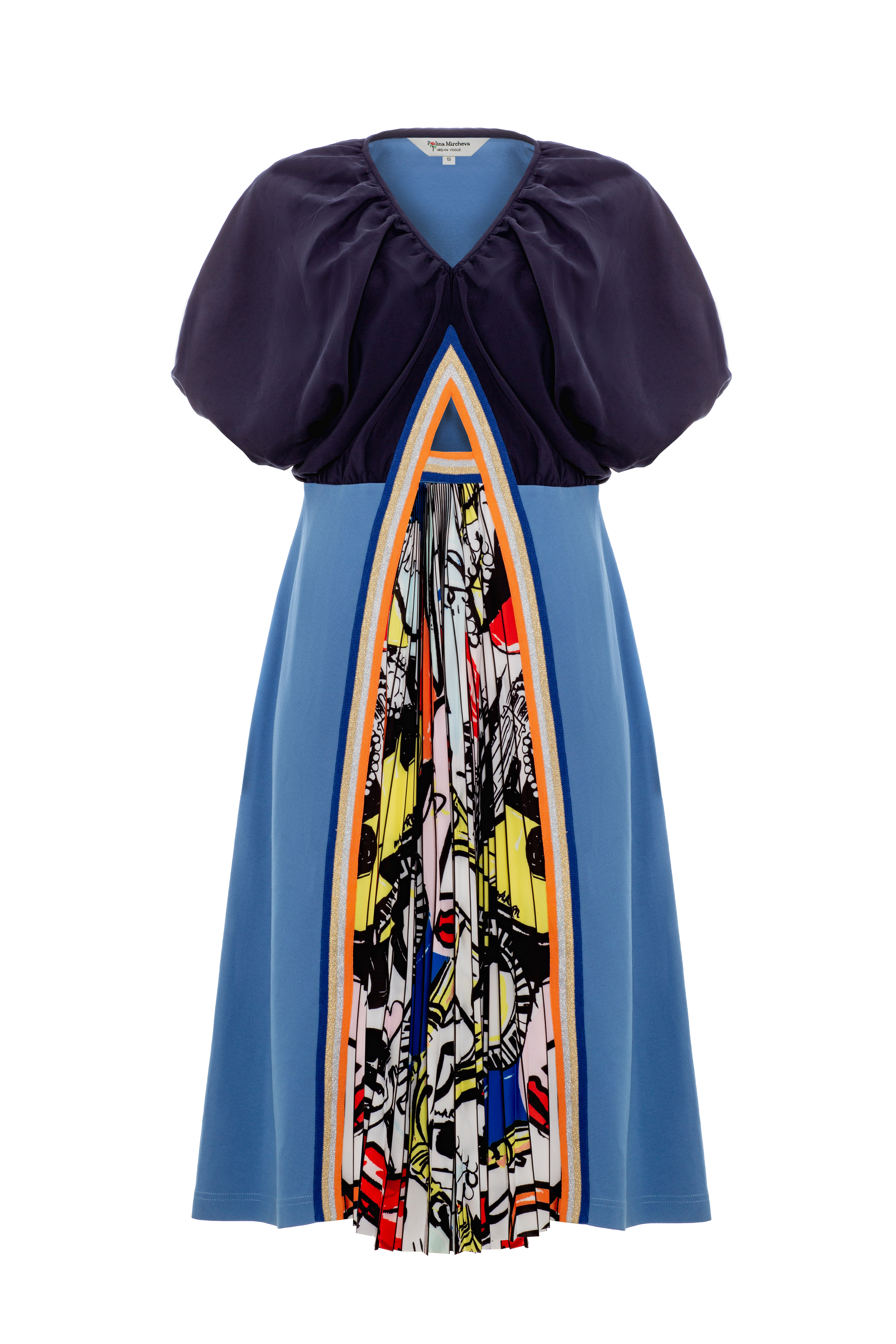 Navy blue pleated dress – Blue, S