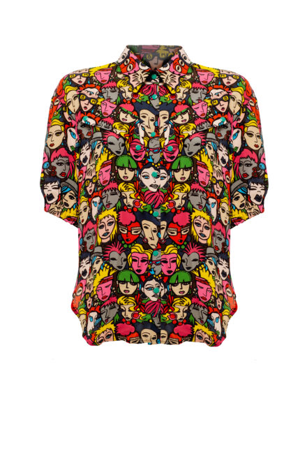 Блузка цветная с принтом комиксы