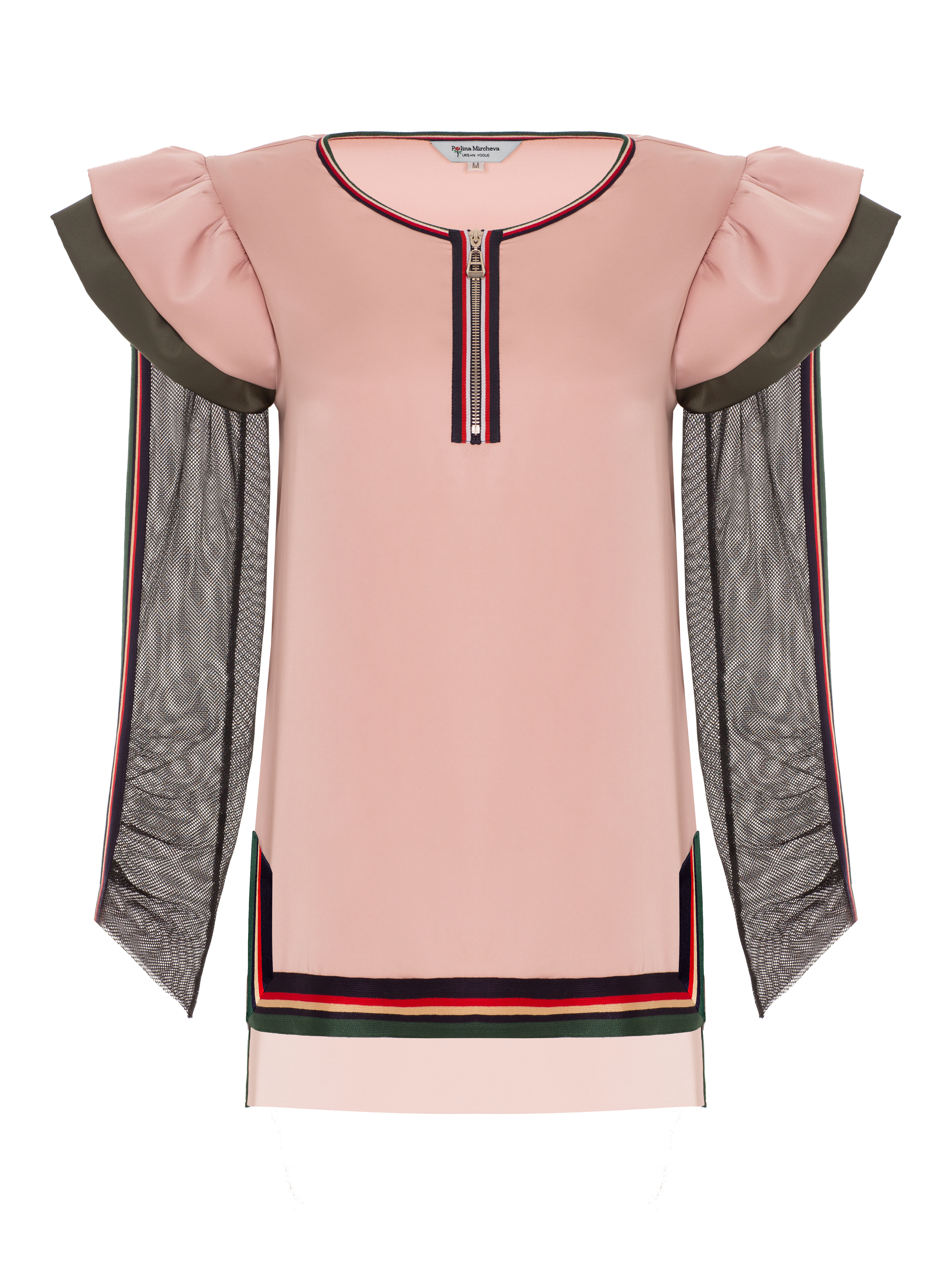 Блузка розовая с рукавами из сетки