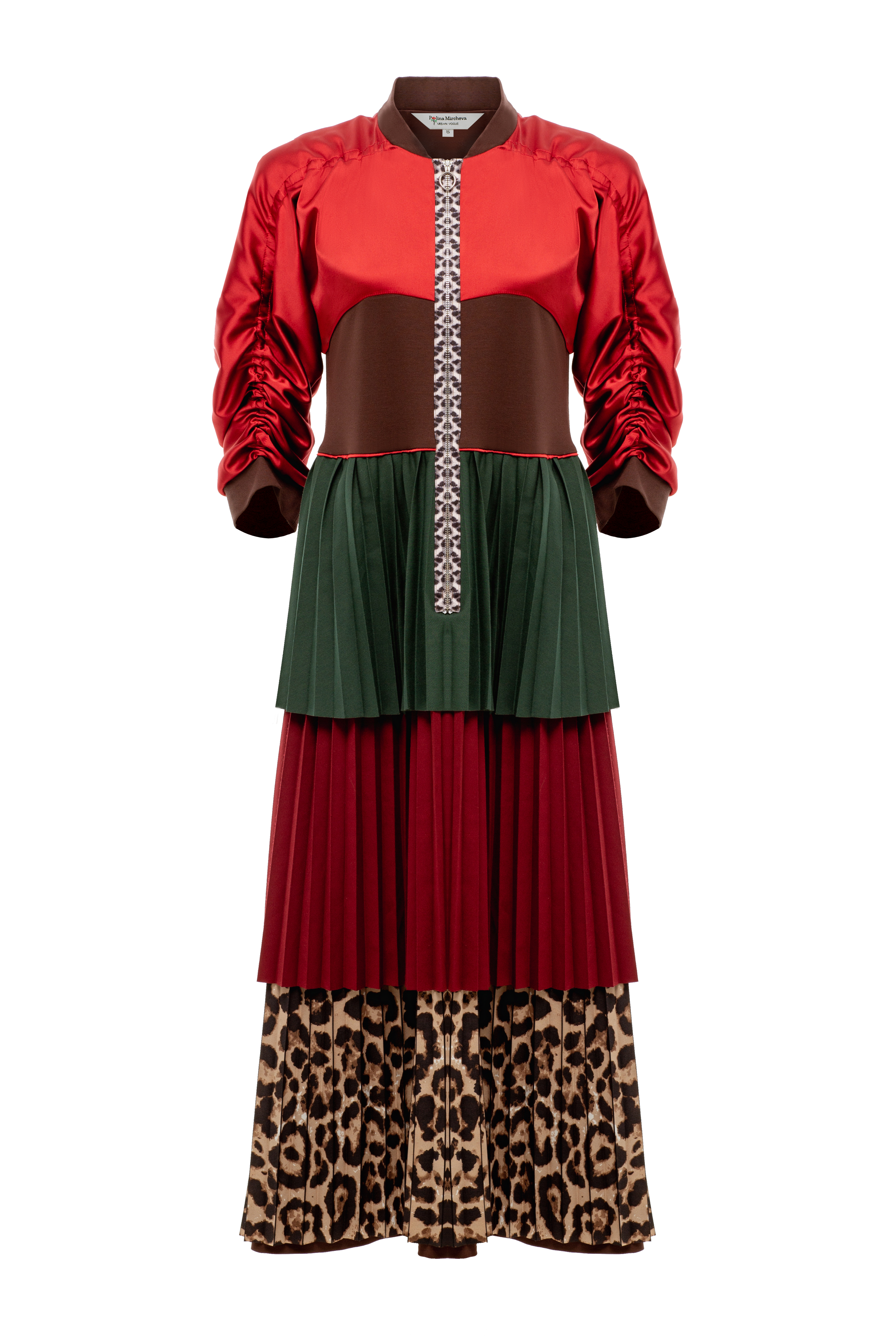 Khaki pleated panel dress (Копировать)